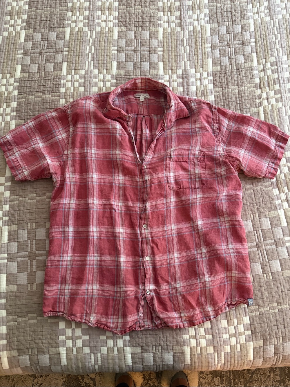 Peter Millar Red Plaid Short-Sleeve Button-Down Shirt